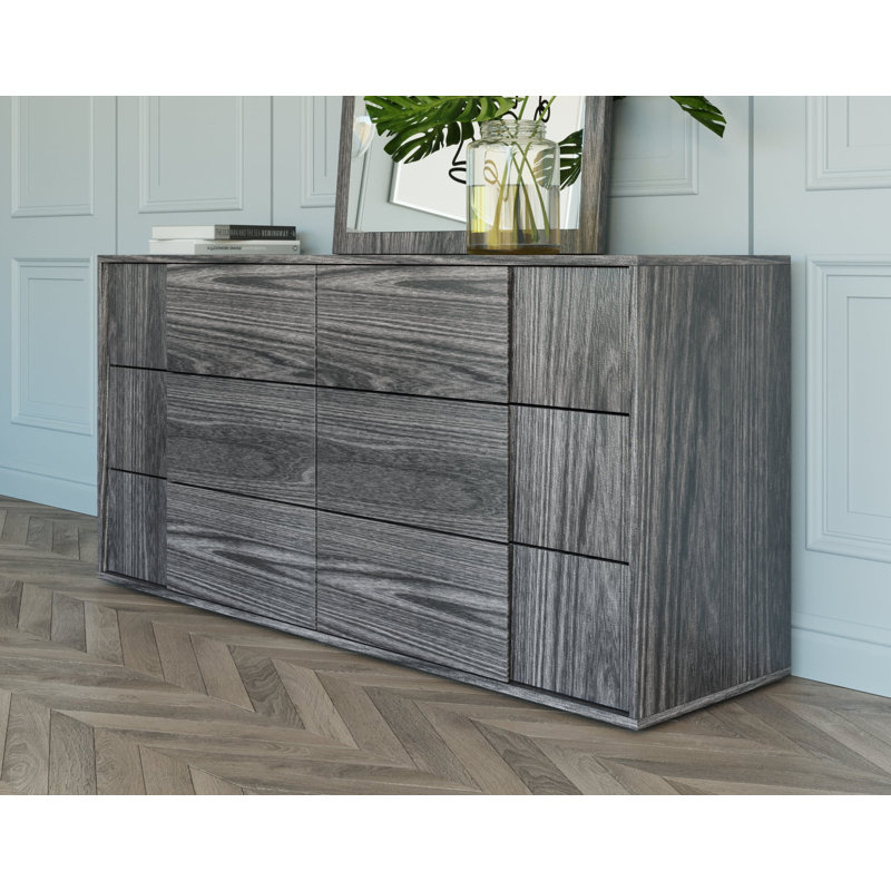 Bernhardiene 66'' W 6 - Drawer Dresser, Elm Gray