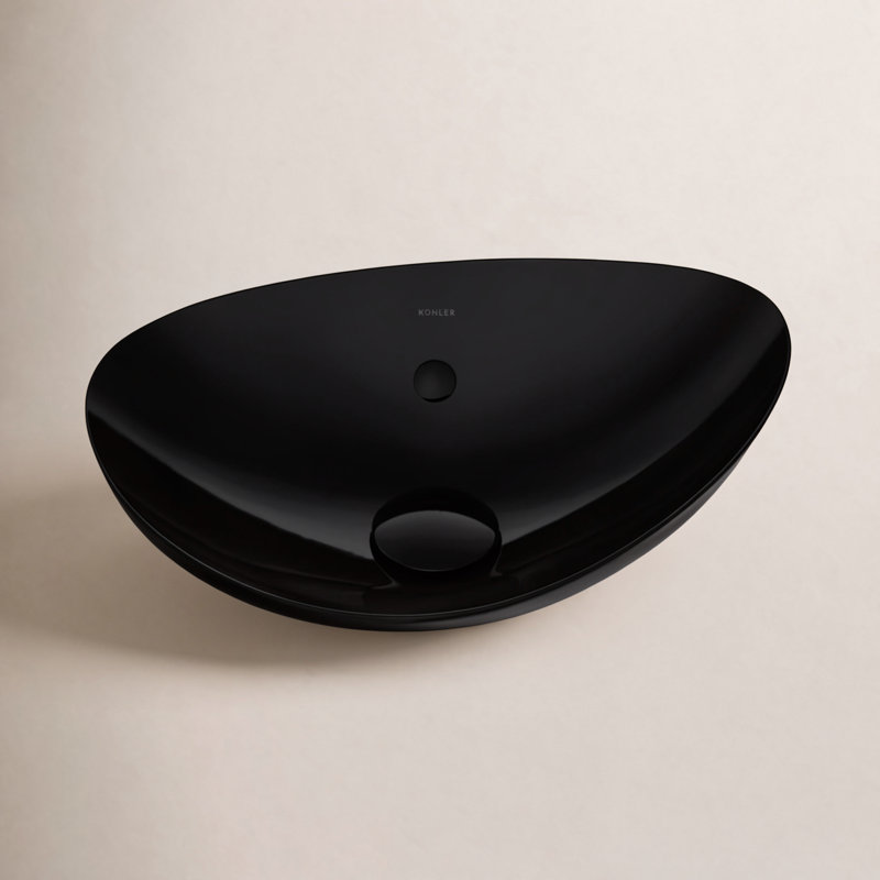 Veil® Ceramic Specialty Vessel Bathroom Sink with Overflow, Black Black™