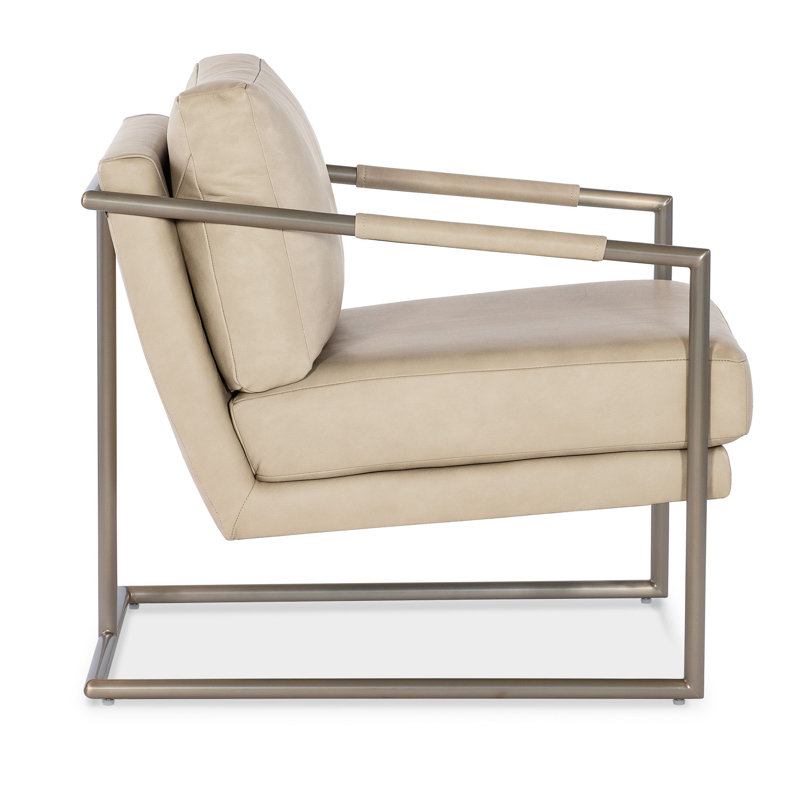 Moody Metal Frame Leather Chair - Stonewash