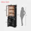 Grande armoire de rangement pour salle de bain avec portes en verre trempé, tablettes réglables, tiroir et fermeture en douceur-1108195294