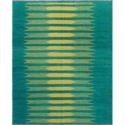 Modern Flatweave Aubriell Green Rug