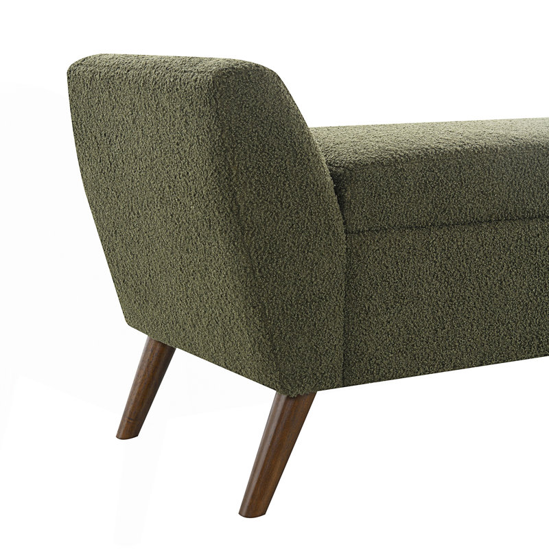 Upholstered Bench With Storage, Olive Green