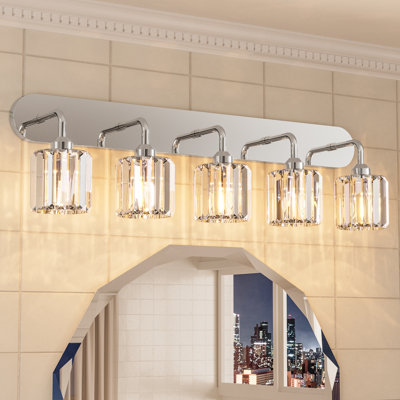 Dimmable Bathroom Vanity Light with Crystal Shade