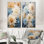 Blooming Mums, peinture en beige et bleu pâle - ensemble de 2 reproductions d'art sur toile