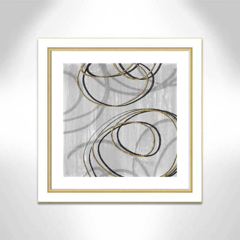 Éléments en mouvement - impression encadrée, H 25,75 po x l 25,75 po x P 1,13 po, Blanc/doré