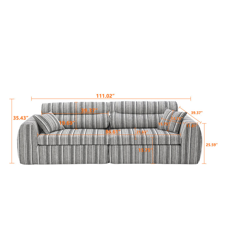 Canapé modulaire 2 pièces 111 ", Rouge / Brun