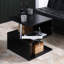 Table,20" Modern End Table, Accent Side Table, S-Shaped Coffee Table With Storage Shelf And Steel Poles, Black