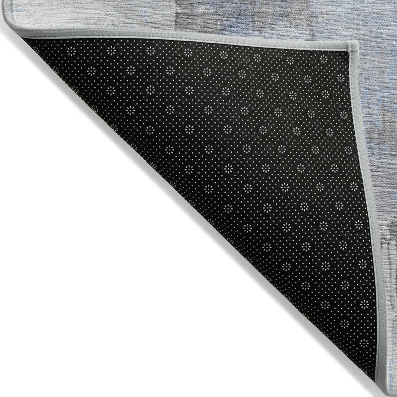 Machine Washable Indoor/Outdoor Xhevrie Denim Rug, Rectangle 3' x 5'