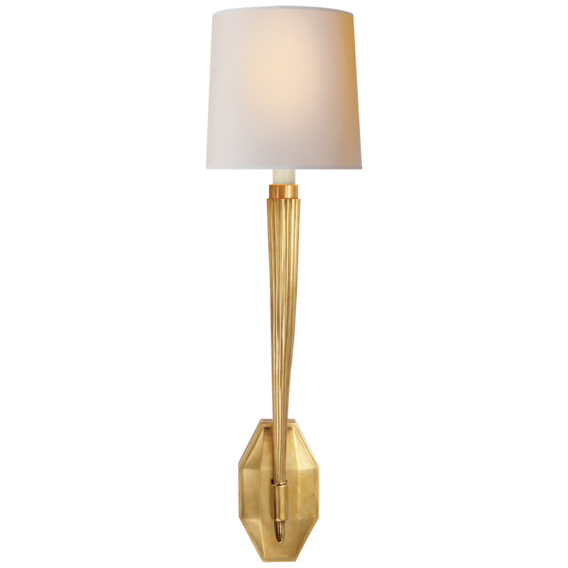 Chapman & Myers Ruhlmann Single Sconce, Fabric, Antique-Burnished Brass