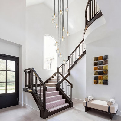 Dimmable 15-Light Brass Staircase Cluster Pendant Lighting
