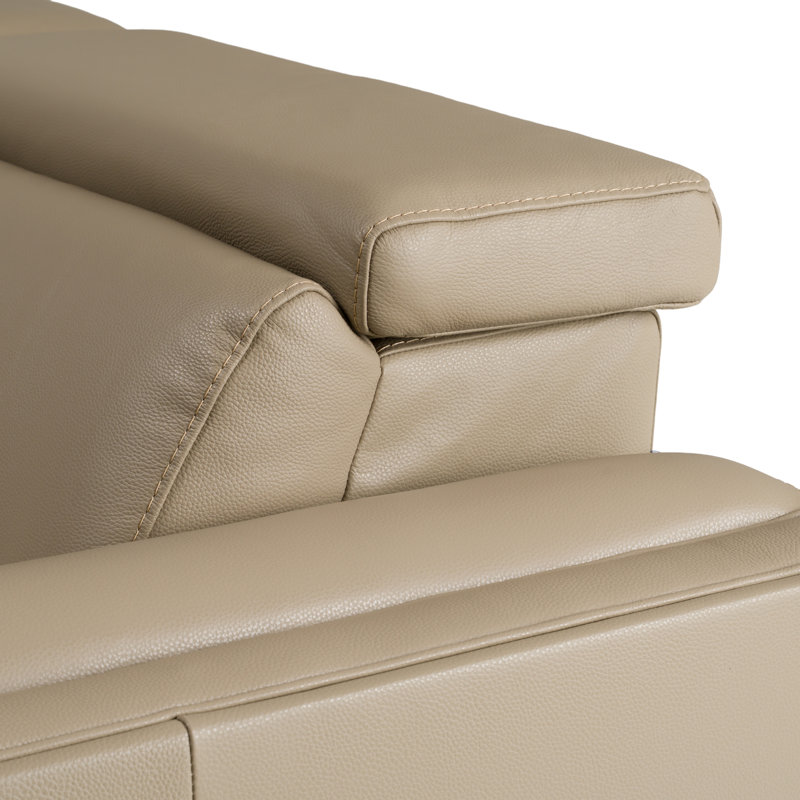 Frazier - Canapé modulaire en cuir brun clair moderne avec 3 fauteuils inclinables