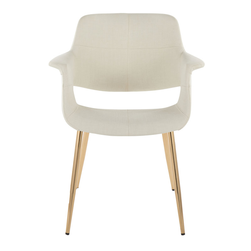 Chaise avec accoudoirs rembourrée Quirico, Crème, Or