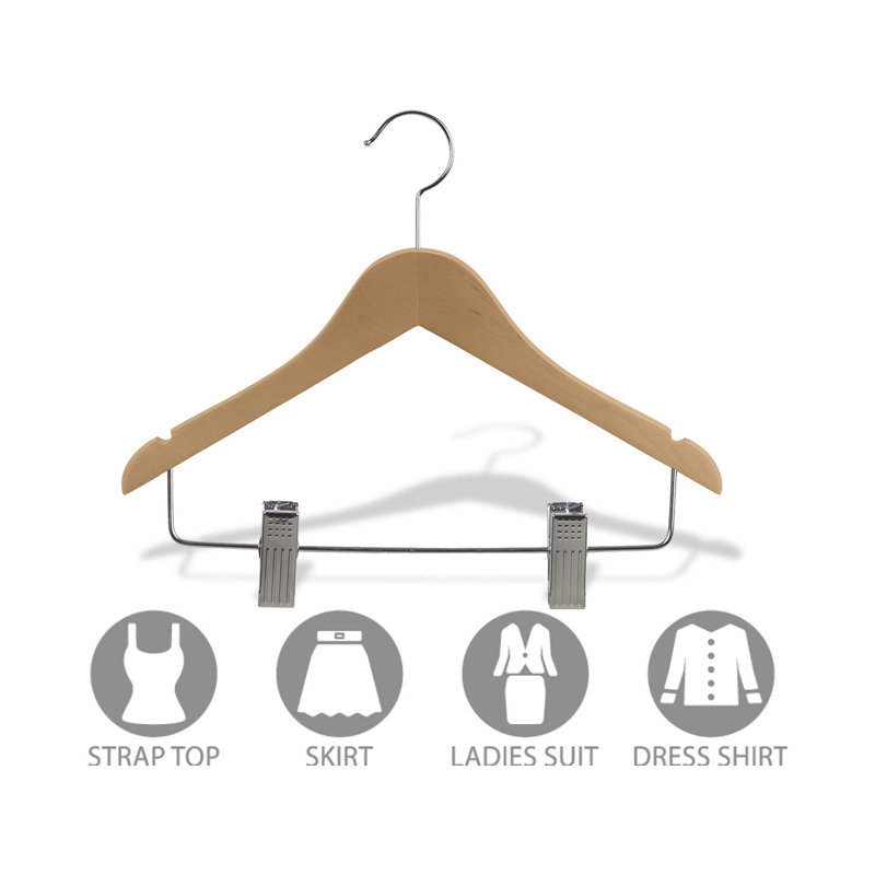 Wood Hangers With Clips for Skirt/Pants