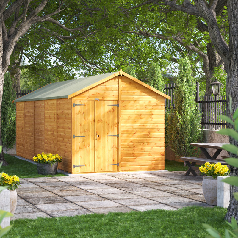 Powersheds 20 x 8ft Timber Tongue & Groove Windowless Garden Shed, Double Doors