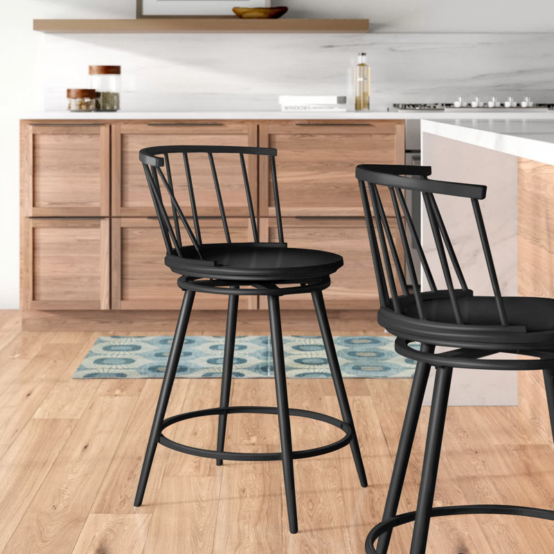 Johanna Swivel Counter Stool, Black
