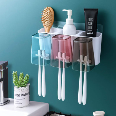 Toothbrush Holder, Toothbrush Holder For Bathroom, Large Capacity Toothbrush Holder Wall Mounted, Eco-Friendly Mighty Toothbrush Holder With 3 Square -  Rebrilliant, B5A99808B44C4EB99E04C131D30CA796