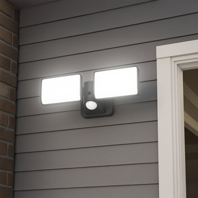 1500 Lumen Dual Head Motion Activated Outdoor Security Light-black