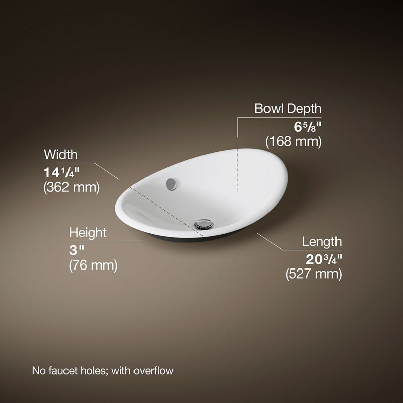 Iron Plains Metal Oval Vessel Bathroom Sink with Overflow, White