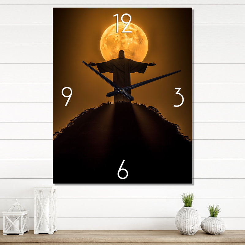Supermoon au-dessus du Rédempteur à Rio I - Horloge murale, Petit
