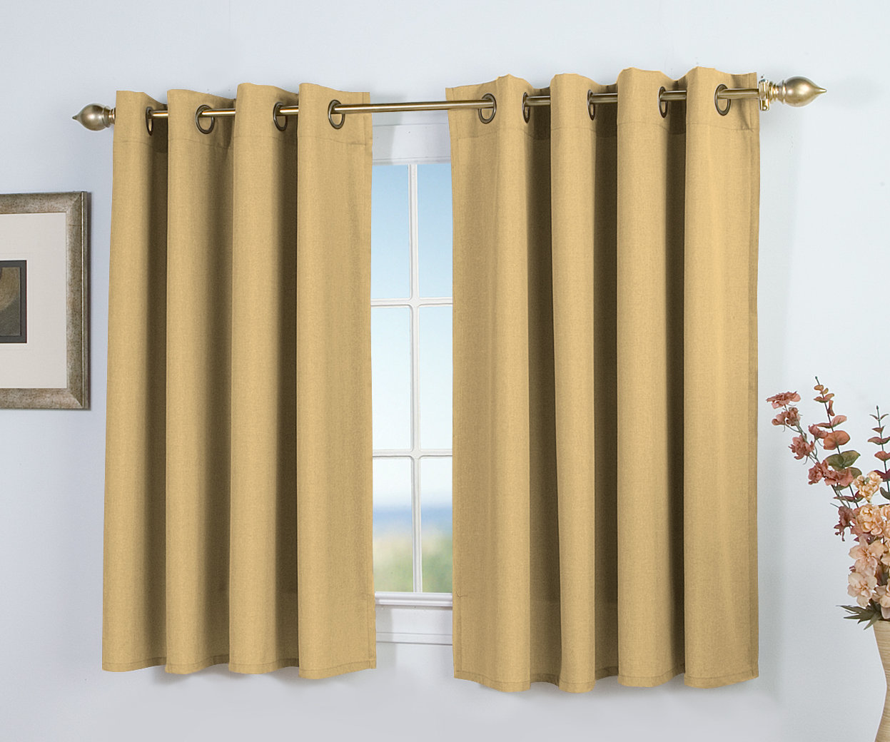 Room Darkening Synthetic Curtain, Gold Leaf, 56" W x 45" L