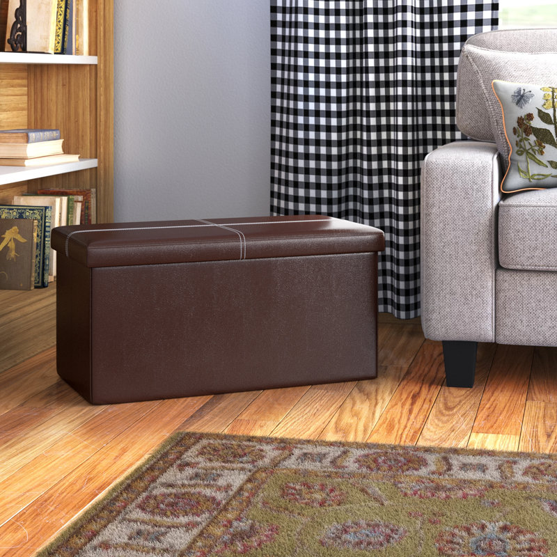 Faux Leather Ottoman, Brown Faux Leather