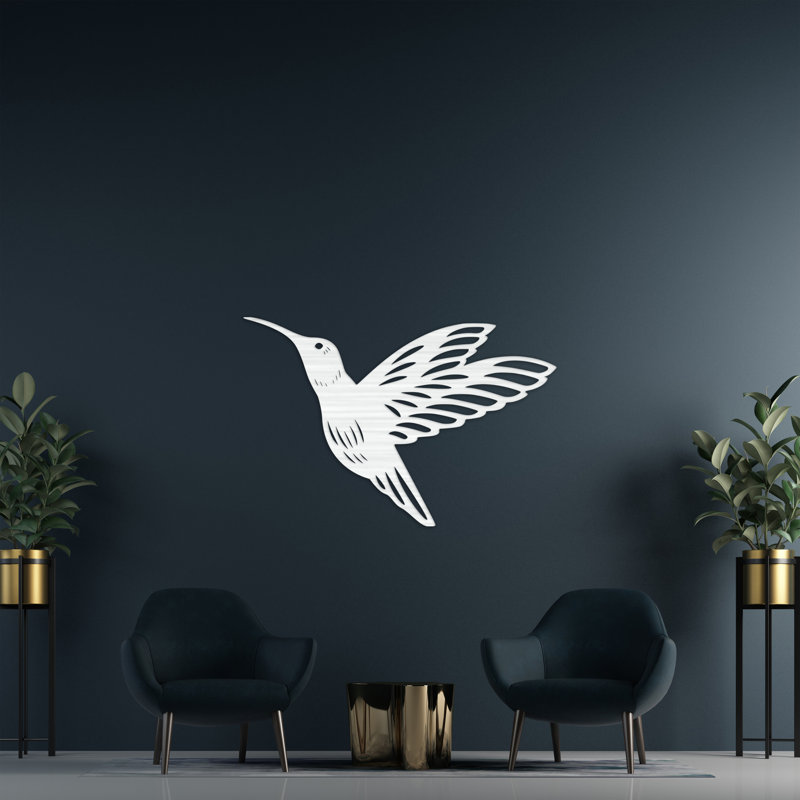 Décoration murale colibri - ACM, H 21,3 po x l 32 po x P 0,25 po, Blanc