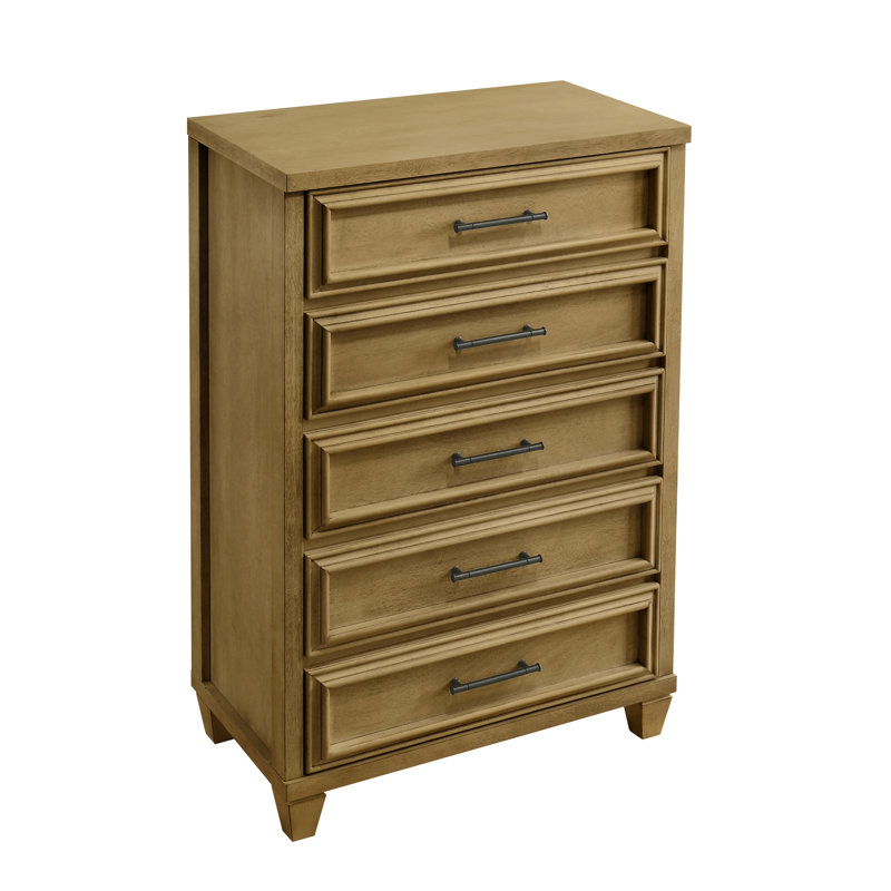 Cashin Traditional 28.7" W 5 Drawer Chest, Antique Oak