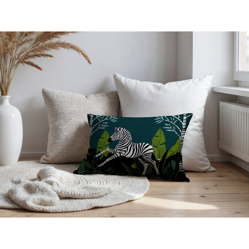 Oreiller rectangulaire intérieur / extérieur Asty, Émeraude, Rectangulaire H 18 po x l 25 po