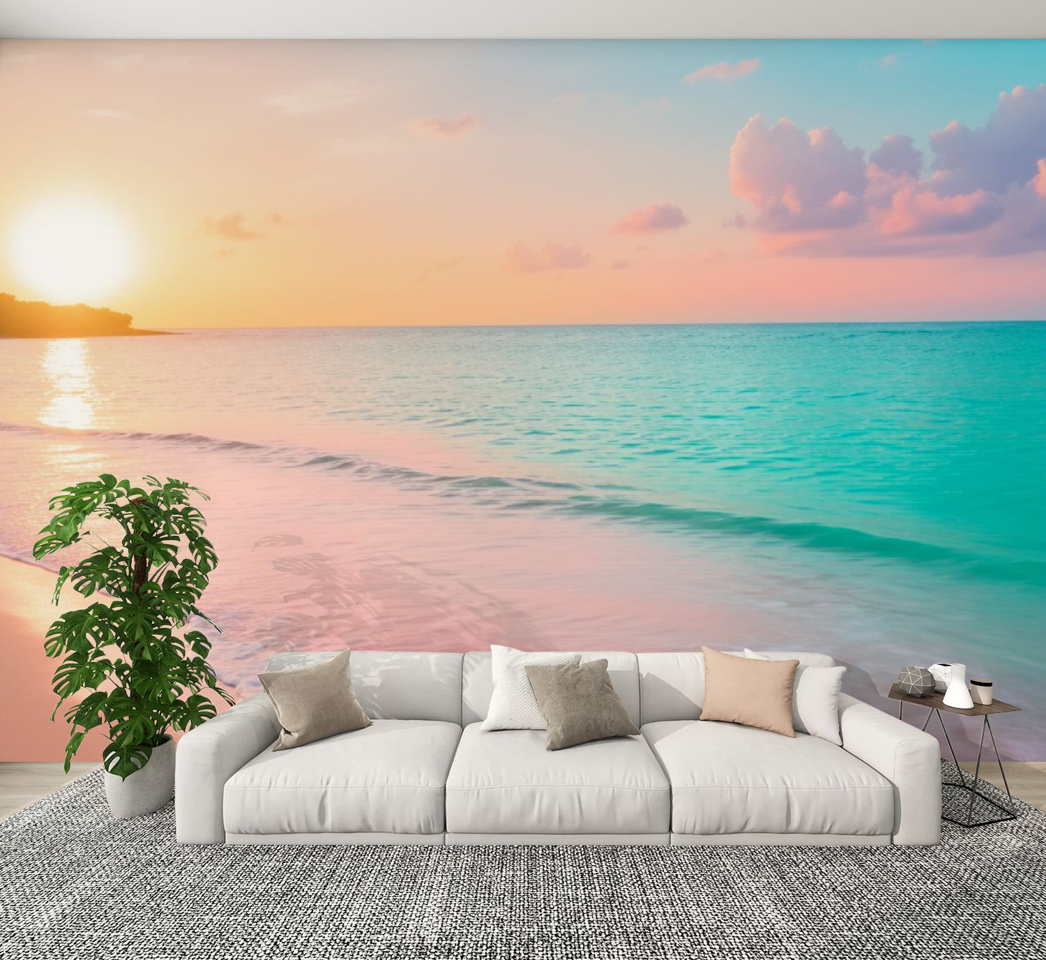 Red Barrel Studio Coastal Peel and Stick Wallpaper Pastel Sunset Beach ...