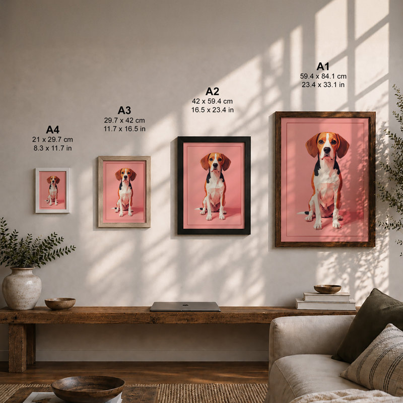 Beagle Portrait Modern - Print, Unframed, A2 - 59.4 x 42.0 cm