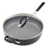 Kitchenaid Hard Anodized Nonstick Saute Pan With Lid, 5 Quart, Onyx Black