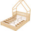 Grand lit plateforme en bois naturel avec garde-corps et 2 tiroirs spacieux-1641682646