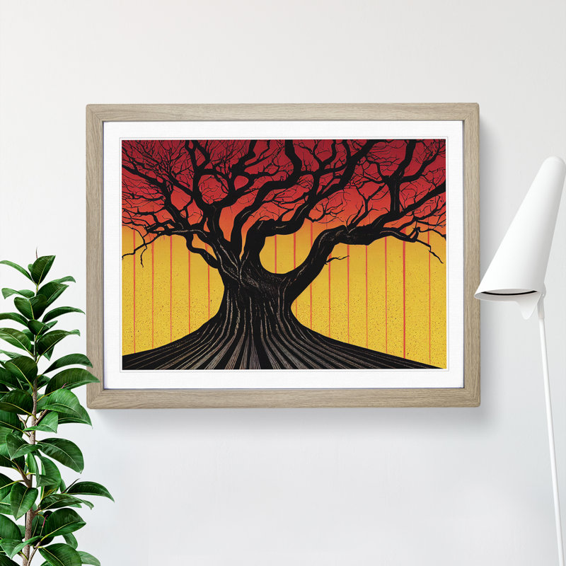 An Abstract Tree - Framed Print, 25cm H x 34cm W x 2cm D, Black