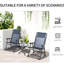 Chaise berçante d'extérieur grise 3 pièces avec chaises pliantes et table basse en verre pour patio, cour, terrasse, cour extérieure, table trempée, gris