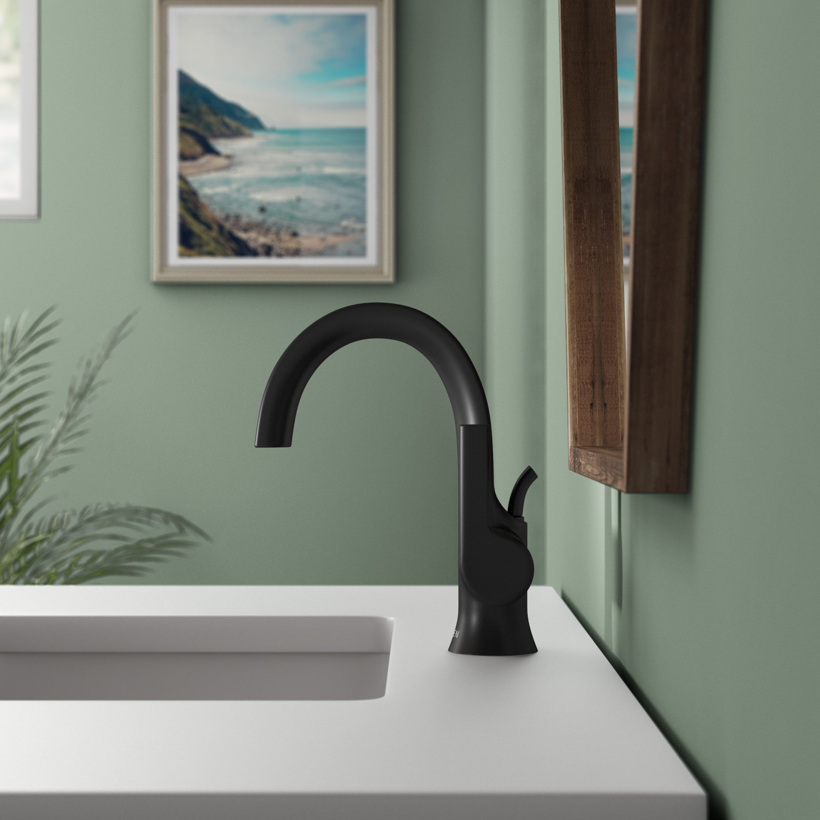 Doux Single Hole Bathroom Faucet with Drain Assembly, Matte Black