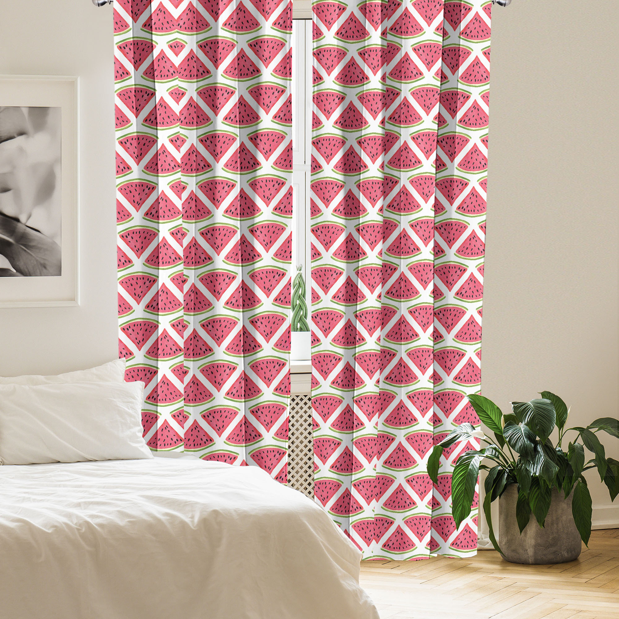 East Urban Home Watermelon 4-Panel Curtains, Exotic Summer Fruits ...