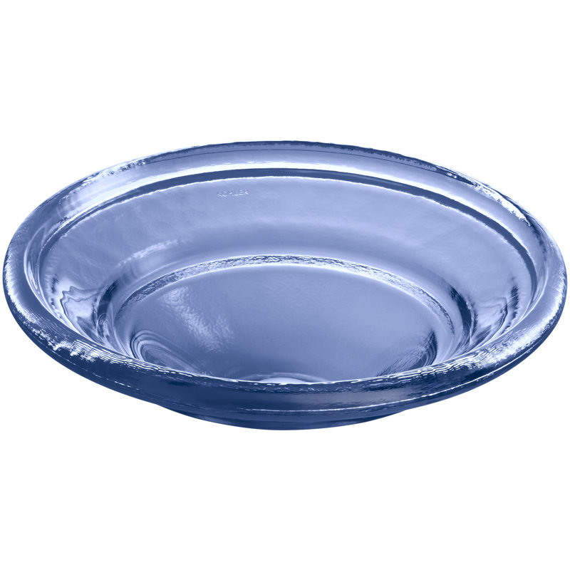 Spun Glass ARTIST EDITIONS Oval Faceted Glass Bathroom Vessel Sink, Translucent Sapphire