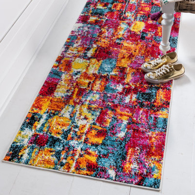 Tapis orangé / jaune / bleu Marianne