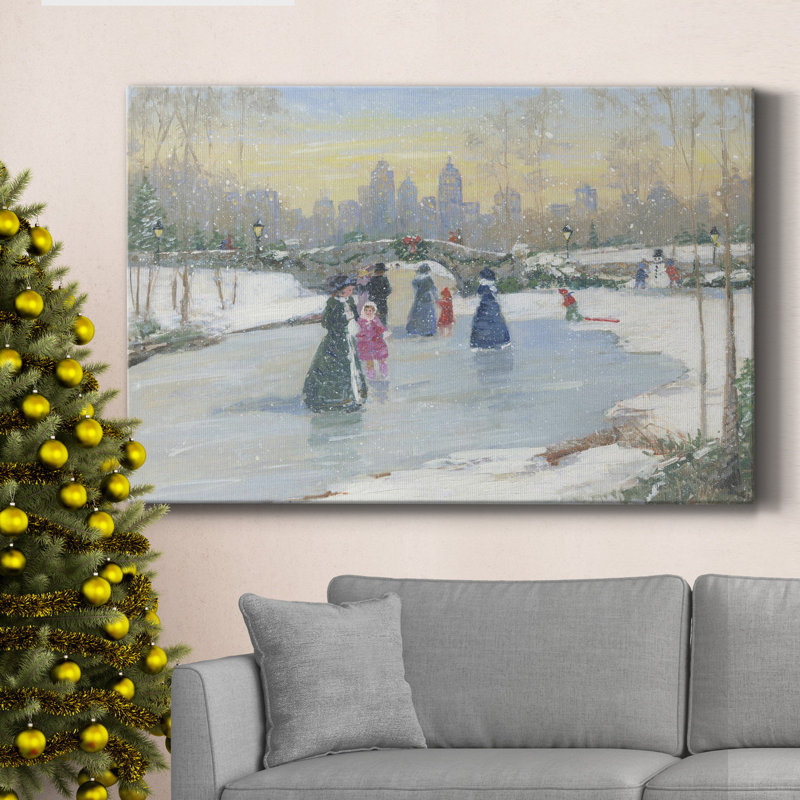 «Skating At Dusk», toile tendue avec châssis de qualité supérieure - prête à être accrochée, H 36 po x l 24 po x P 1 po
