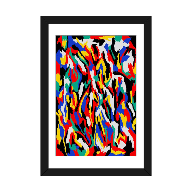 « bauhaus camouflage », impression sur toile, H 24 po x l 16 po x P 1 po, Papier d'art encadré noir, Blanc