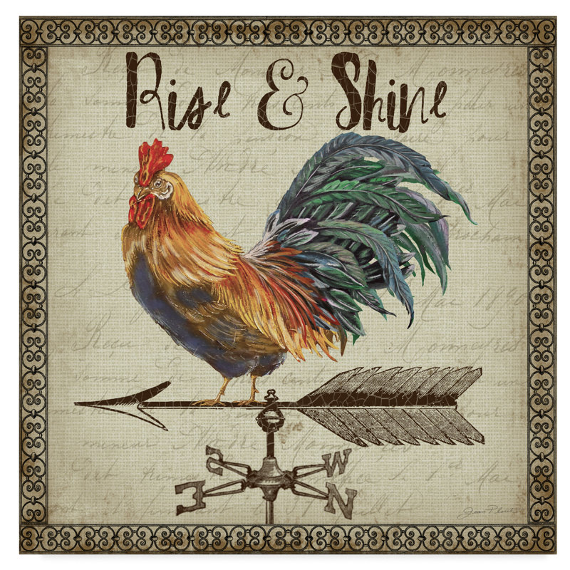 Rustic Farmhouse Rooster Weather Vane Canvas Art, 14" x 14"