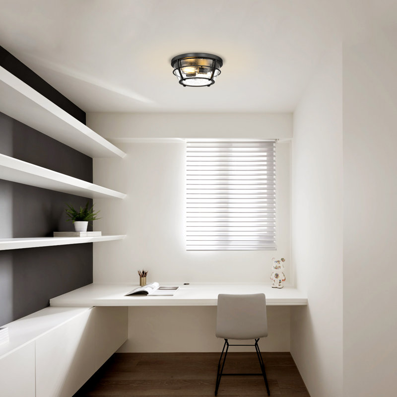 Nox Glass Flush Mount, Matte Black