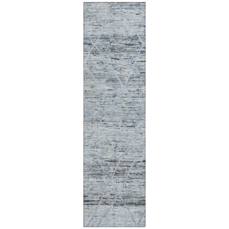 Flamara Blue Washable Indoor-Outdoor Rug - LOOMLAN, 2'3" x 7'6"