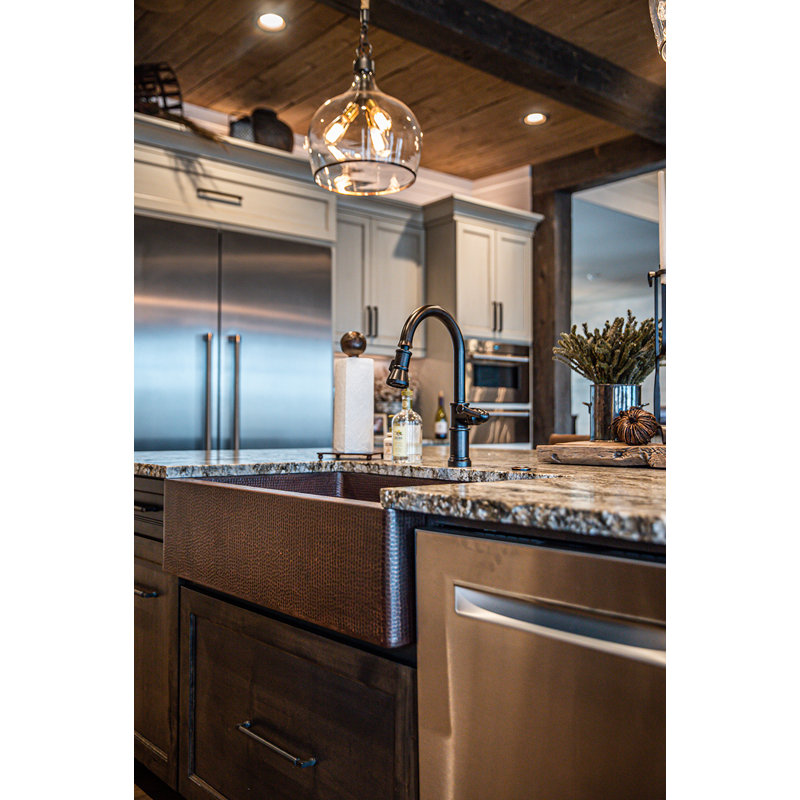 33" Hammered Copper Apron Front Single Basin Kitchen Sink