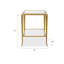 Fer Accent Table, 18 Inch Glass Top, Bottom Open Shelf, Gold Leaf Iron