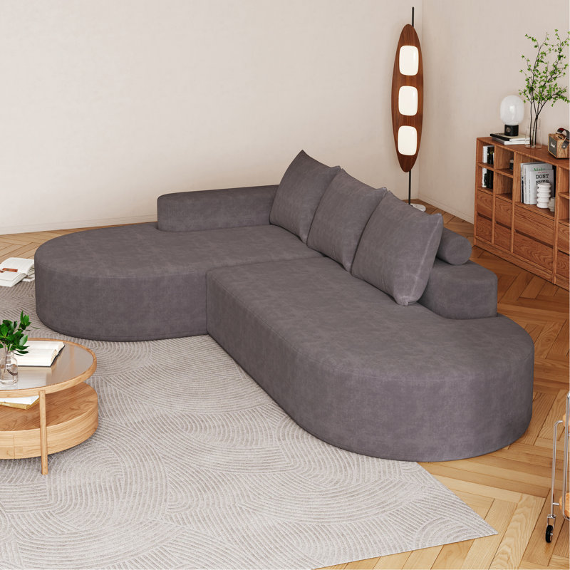 Canapé modulaire en L 108,5 po Chenille, Grey, Left Hand Facing