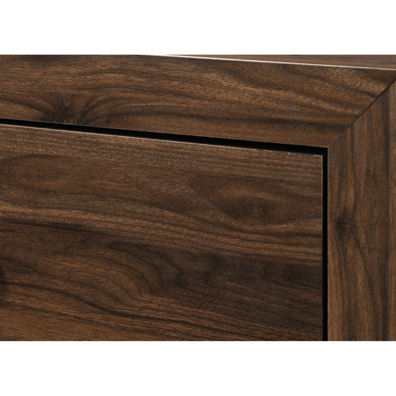 Cadre de lit double fini cerisier brun - Élégant panneau de chambre à coucher contemporain avec mobilier moderne en placage