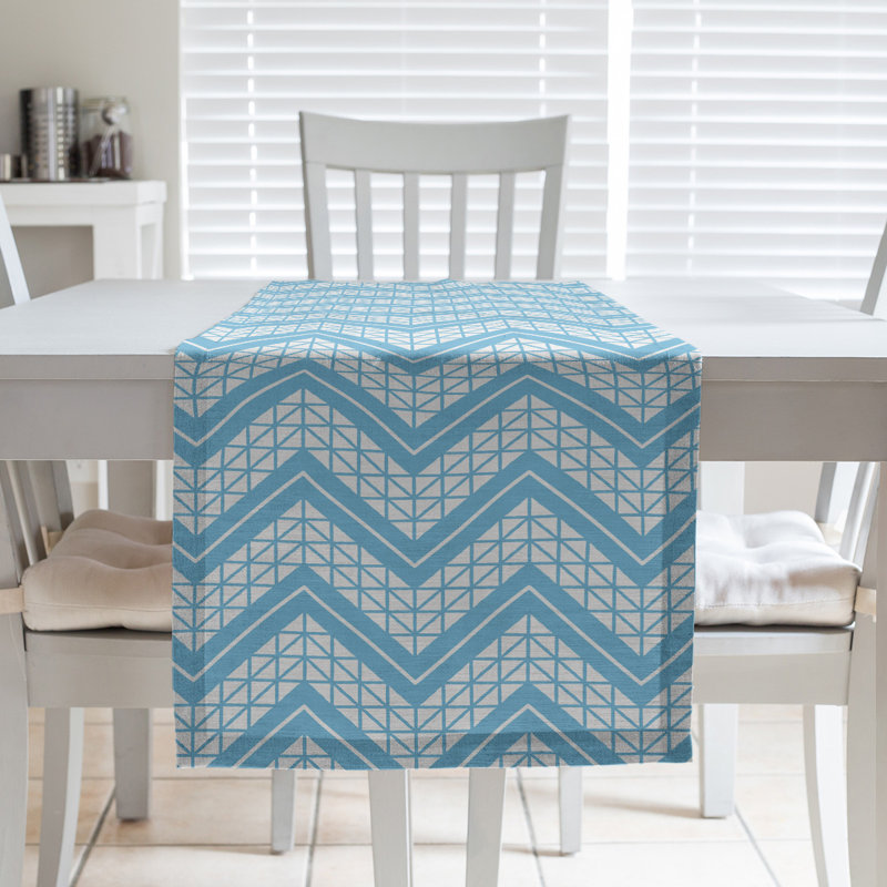 Stephenie Classic Hand Drawn Chevron Table Runner, 16" x 72", Dark Teal
