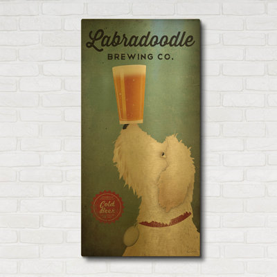 « Labradoodle Brewing » de Ryan Fowler, tableau mural en métal doré, 61 cm x 122 cm