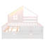 Structure de lit simple en bois avec lit gigogne, tablettes et éclairage pour enfants, blanc-160153170-160153171